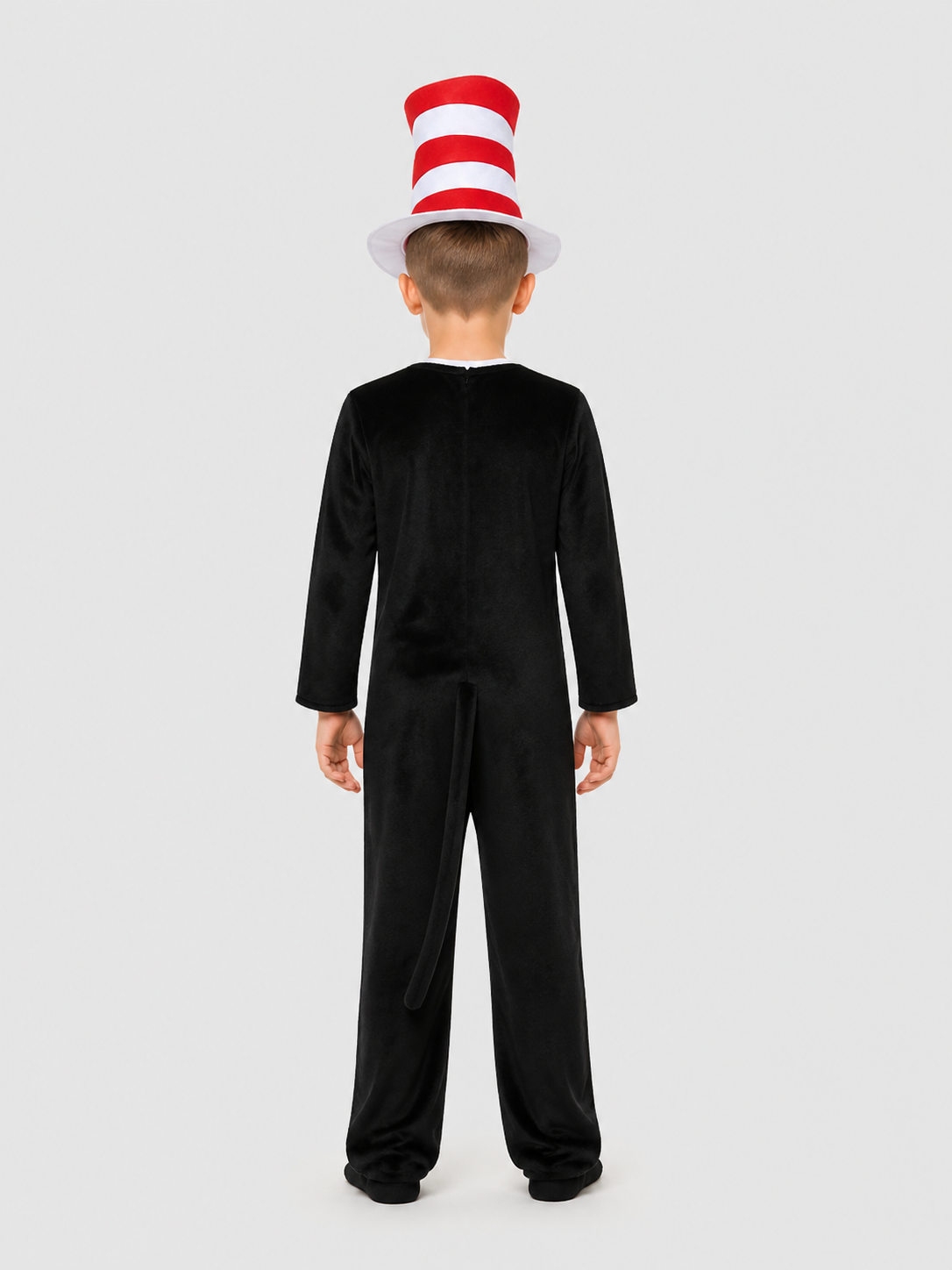 The Cat in the Hat Cosplay Costume, Jumpsuit with Tail back view