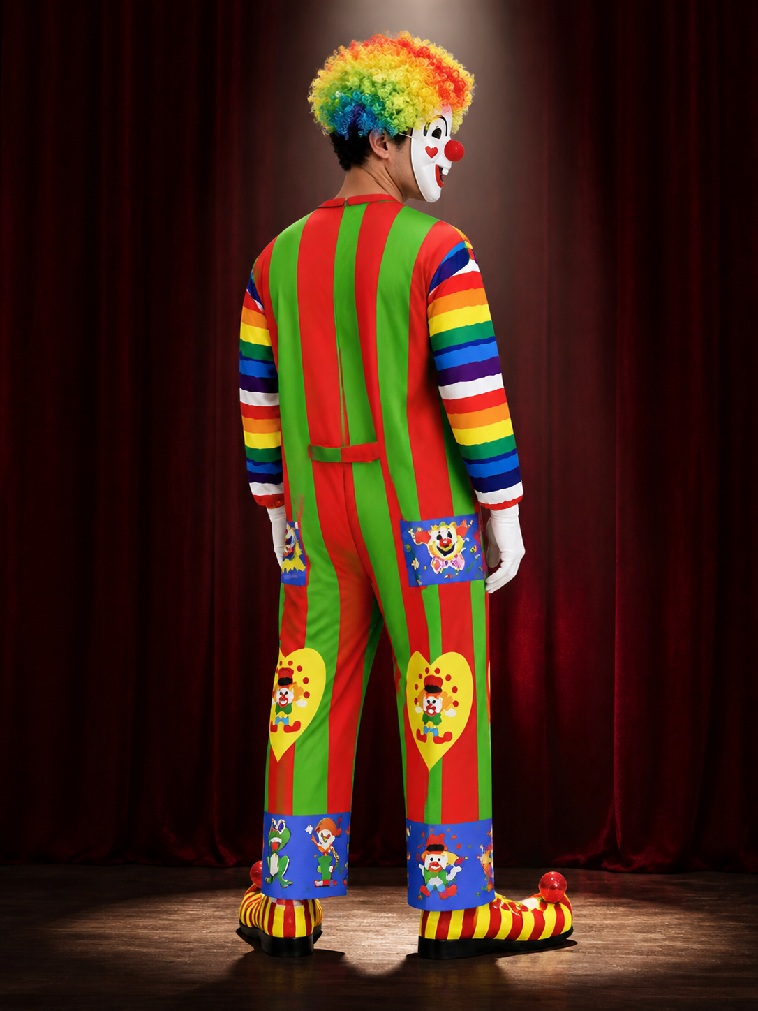 Rainbow Clown Jumpsuit Costume for Carnival and Stage