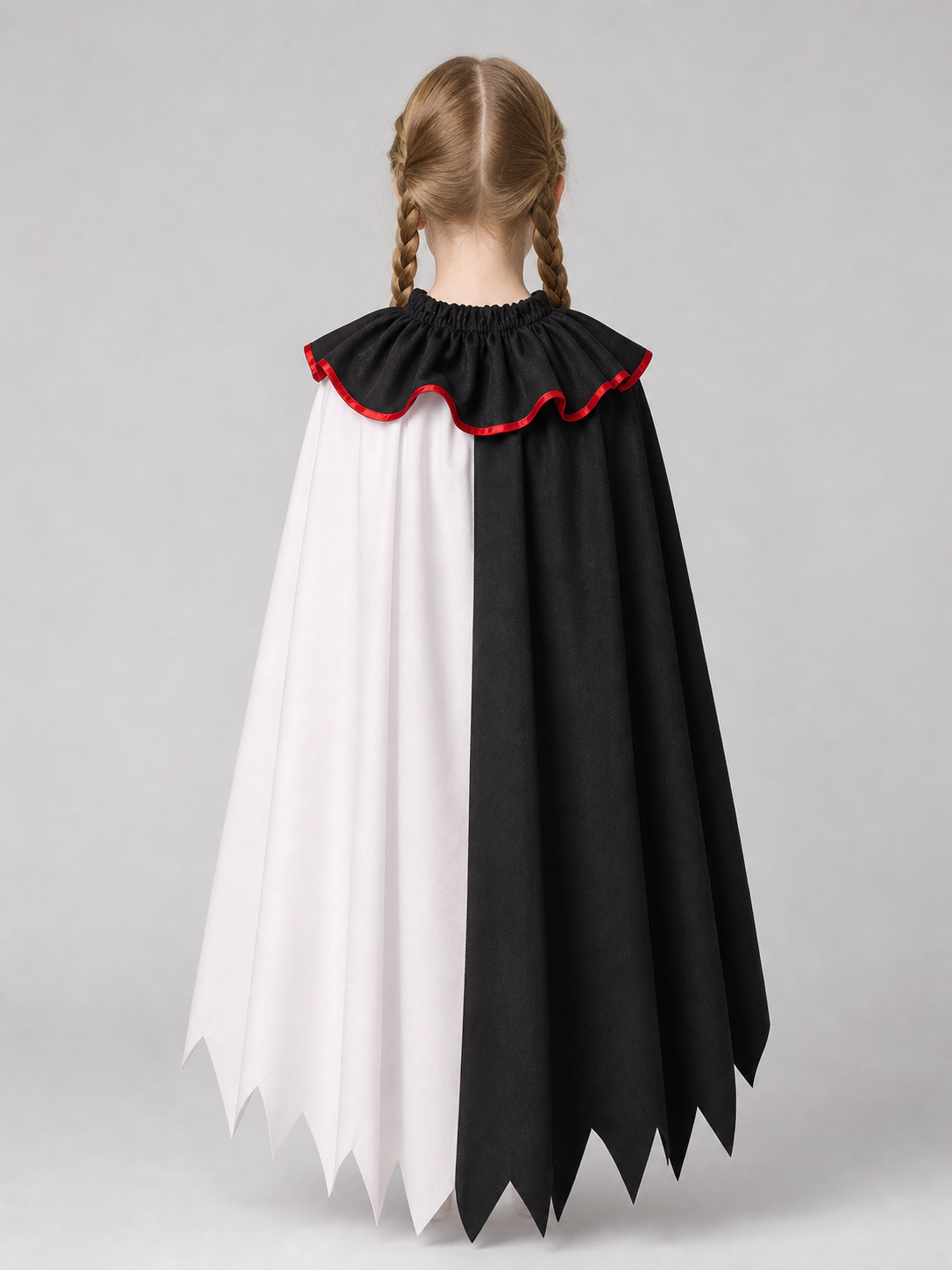 Horror Clown Cape, Black and White with Red Trim