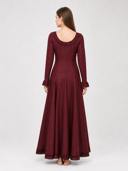 Black Medieval Maxi Dress with Long Sleeves