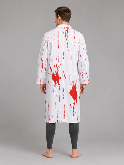 Doctor Costume: White Lab Coat with Red Splatter back view