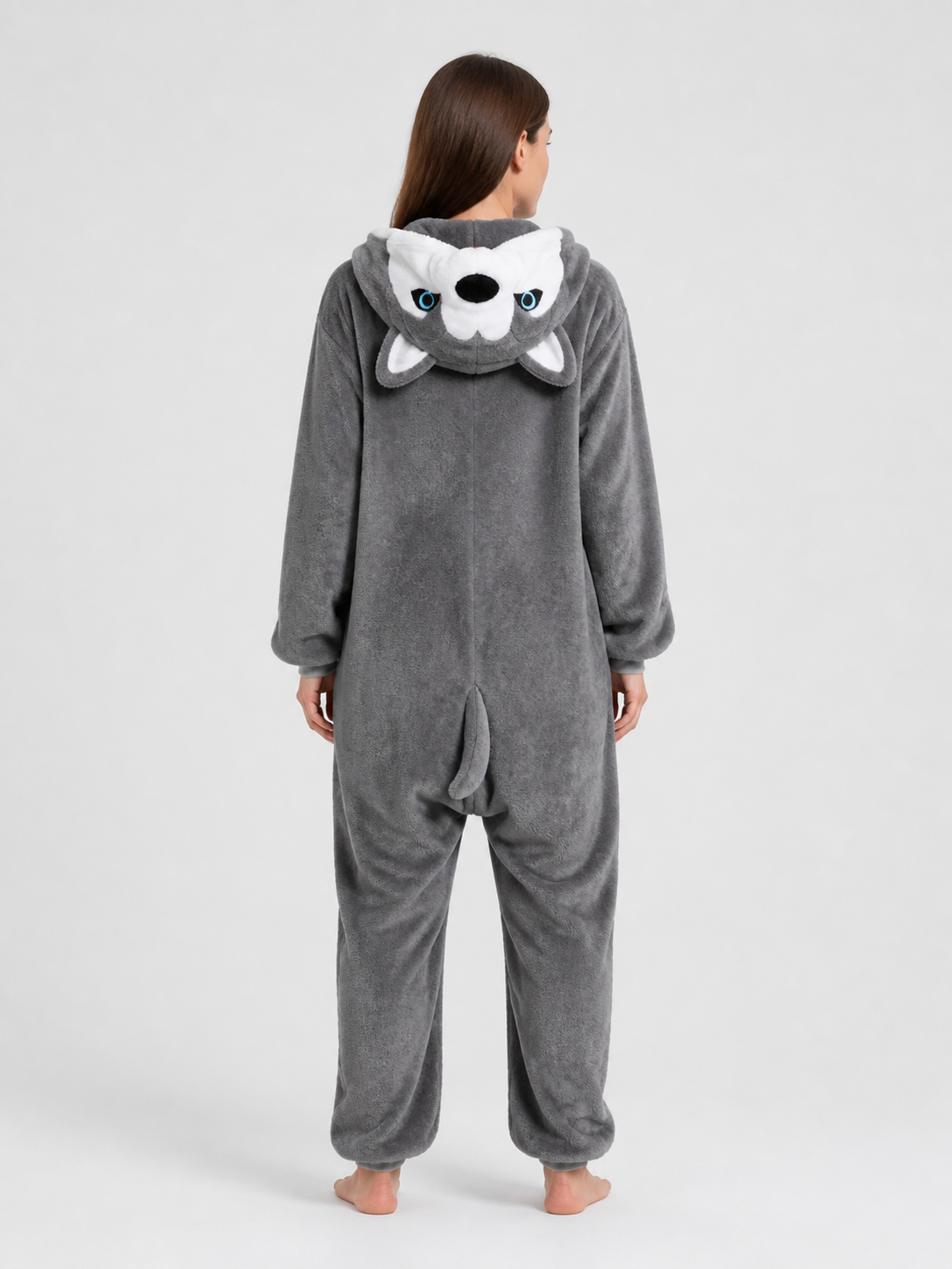 Husky Flannel Hooded Pajama Jumpsuit back view