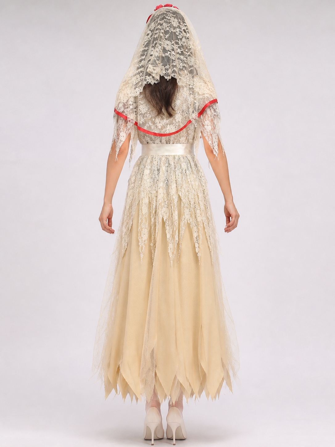 Vintage Halloween Dress with Cape and Veil