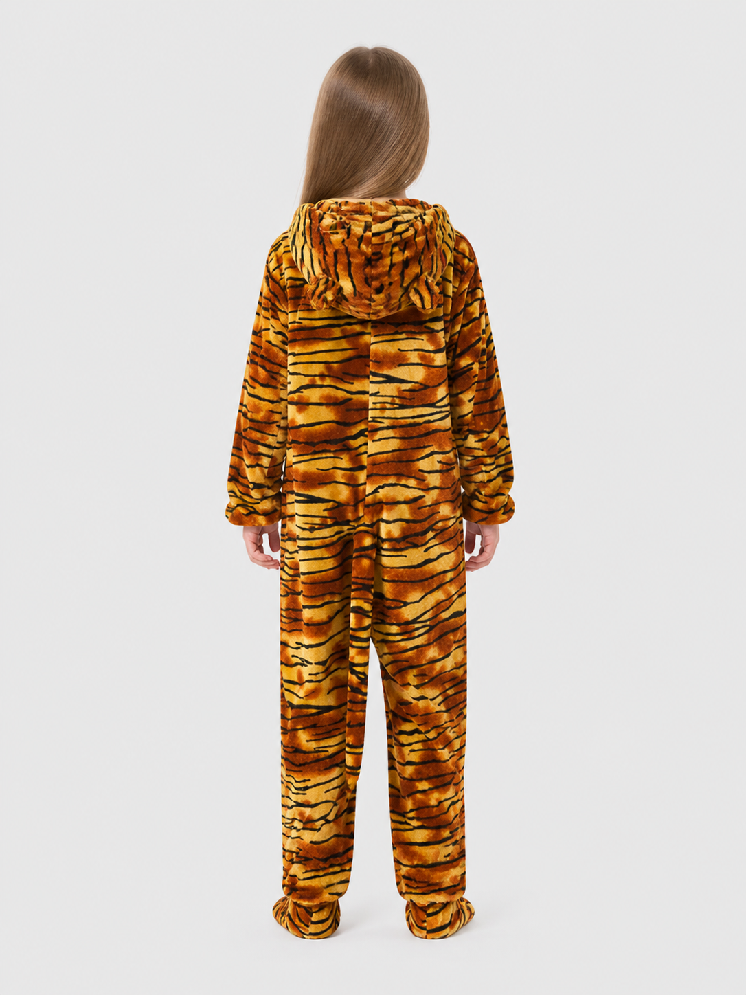Children's Tiger Costume, Orange-and-Black Jumpsuit back view