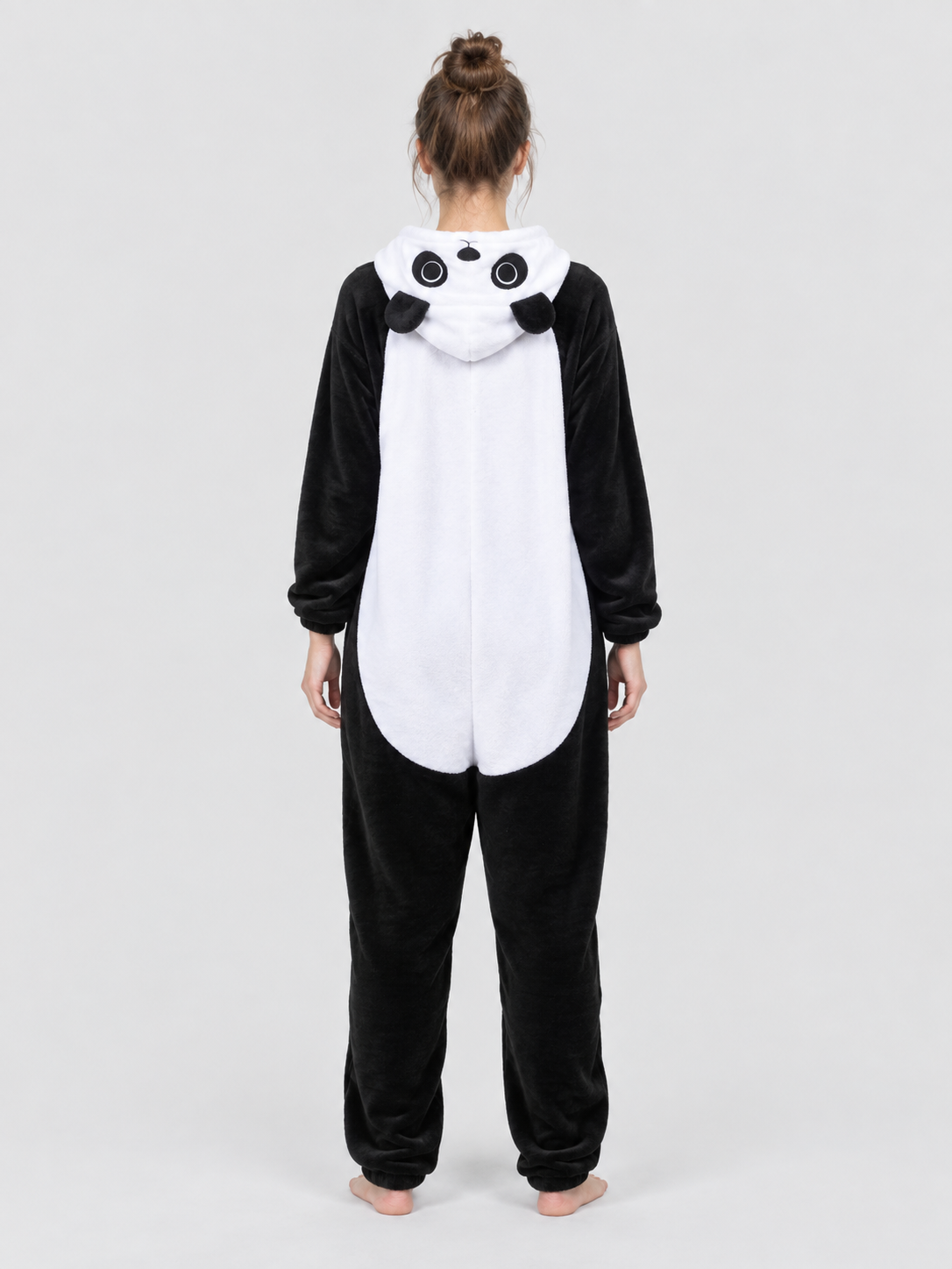Cartoon Black and White Hooded Pajama Jumpsuit