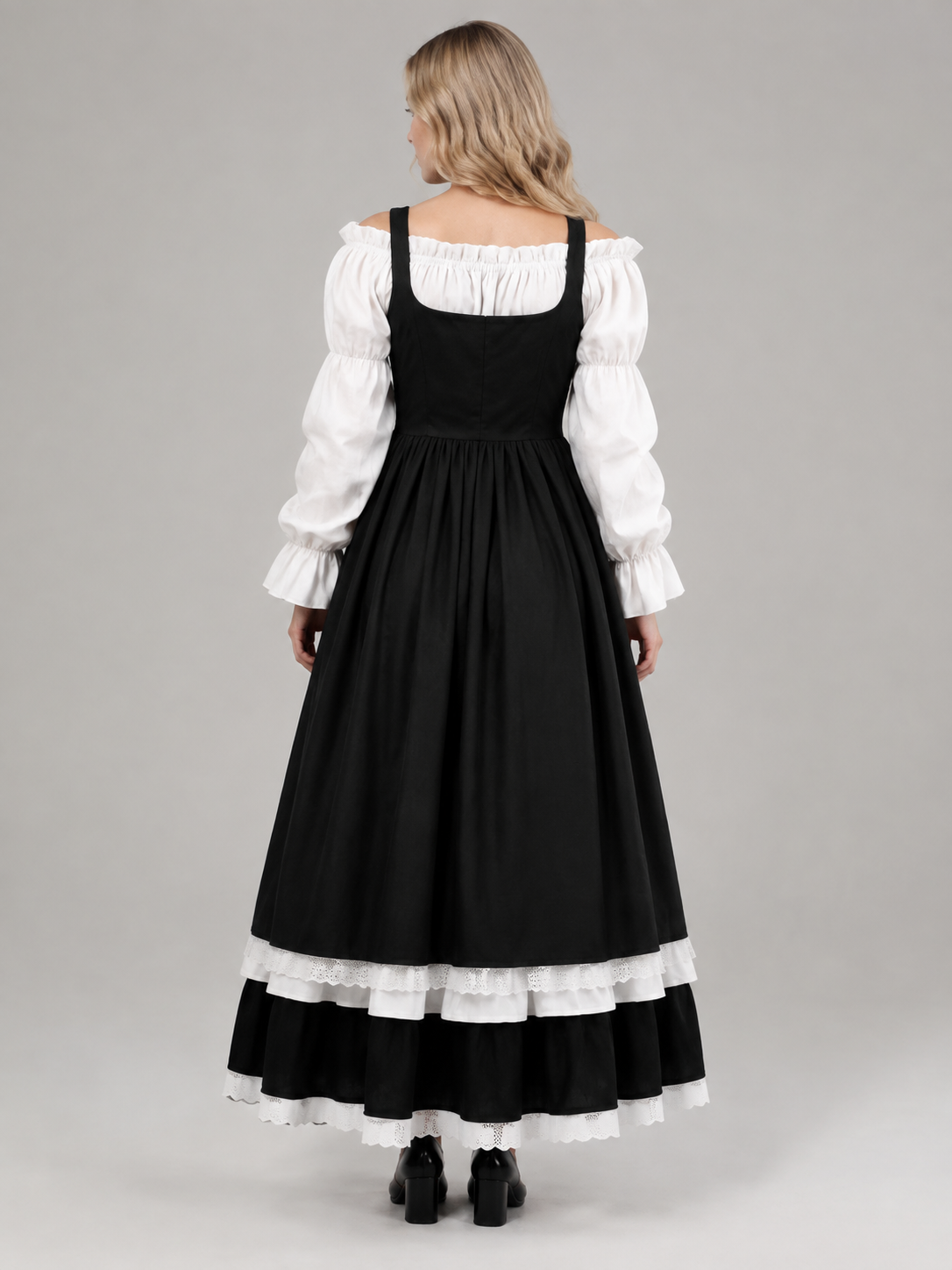 Long Victorian-Style Dress with a Corset Bodice back view