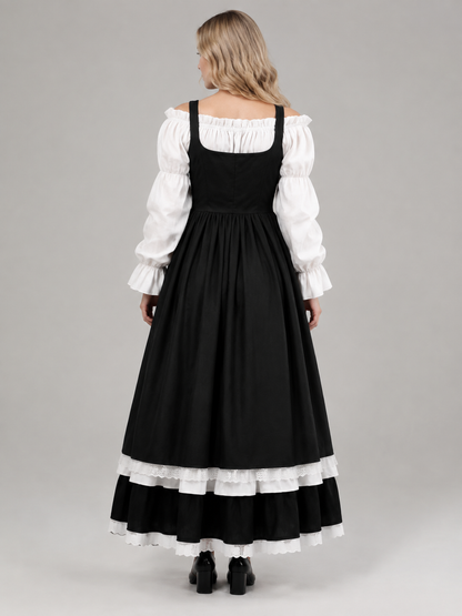 Long Victorian-Style Dress with a Corset Bodice back view