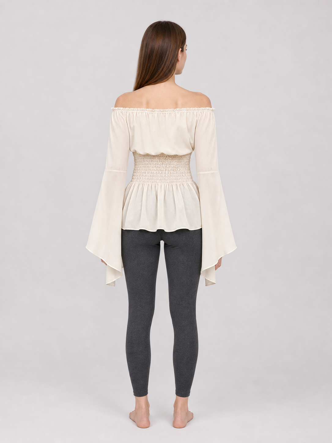 Off-Shoulder Blouse with Corset Belt