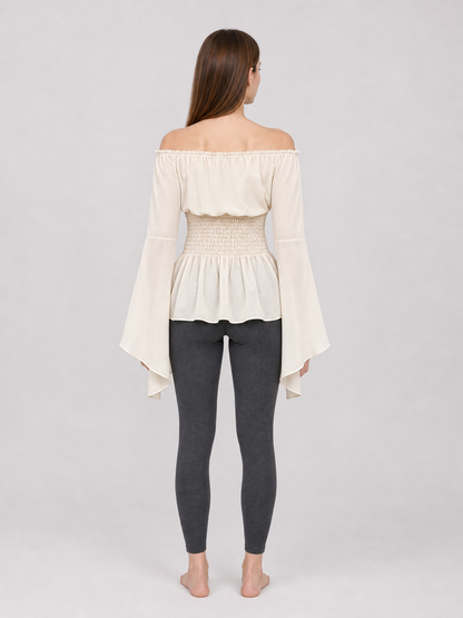 Off-Shoulder Blouse with Corset Belt