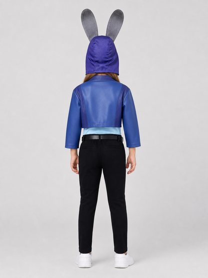 Judy Rabbit Cosplay Costume with Eared Hat and Belt back view