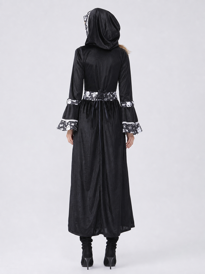 Black Hooded Witch Costume for Cosplay and Halloween