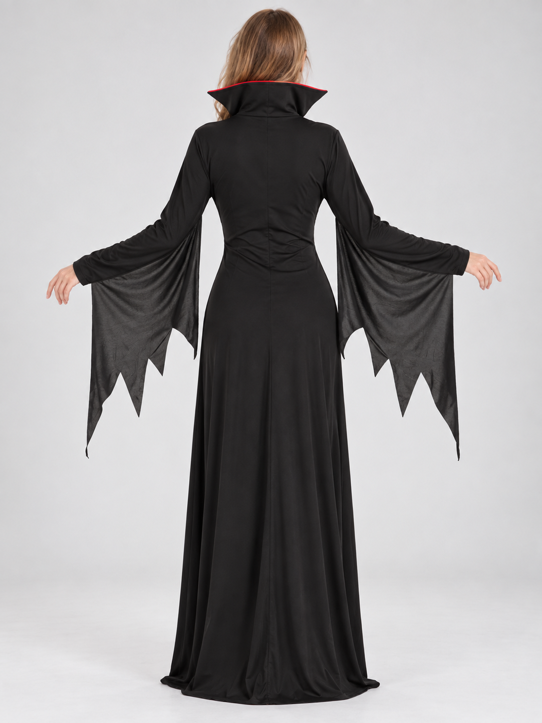 Vampire Costume: Long Black Dress with Red Insert