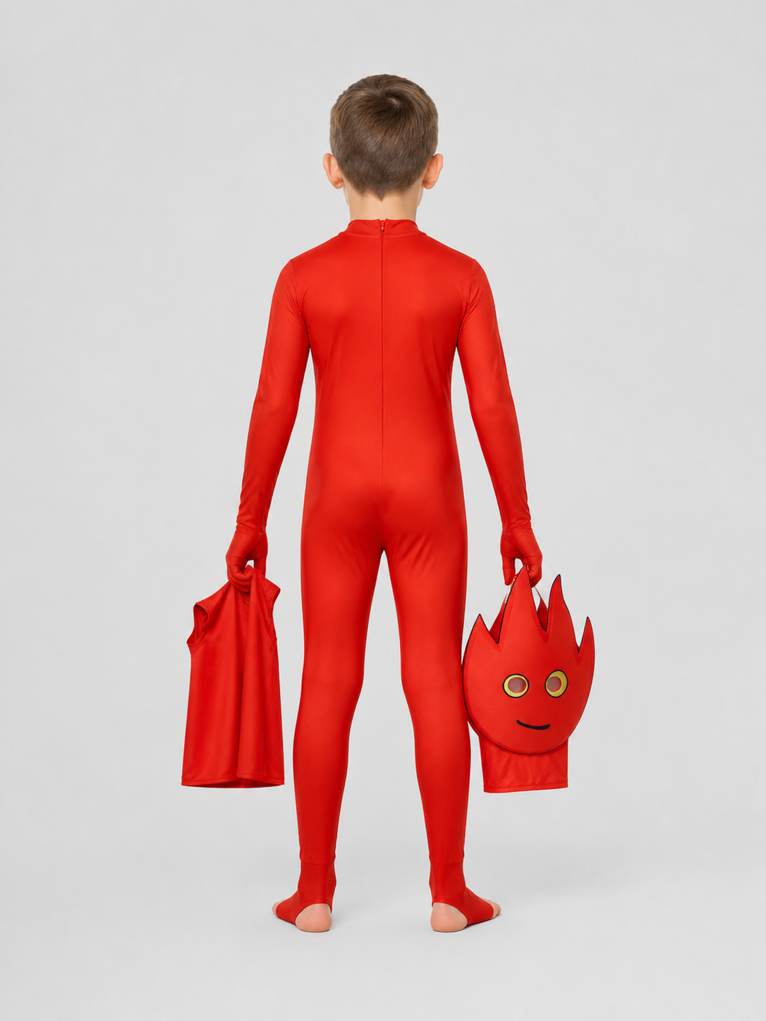 “Fire Hero” Cosplay Costume, Red Jumpsuit back view