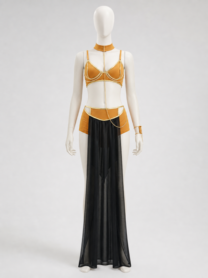 Egyptian Costume with Skirt and Accessories back view