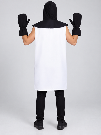 Cosplay Costume White with Black Hood and Gloves