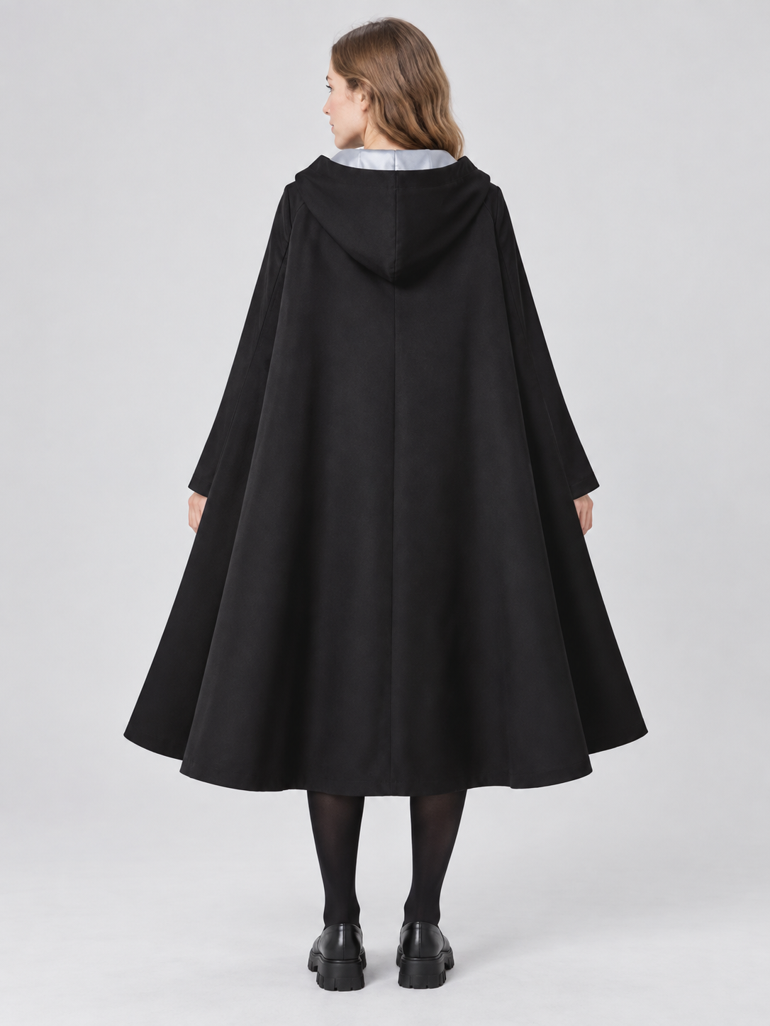 Vampire Costume with Black Cape and Fangs