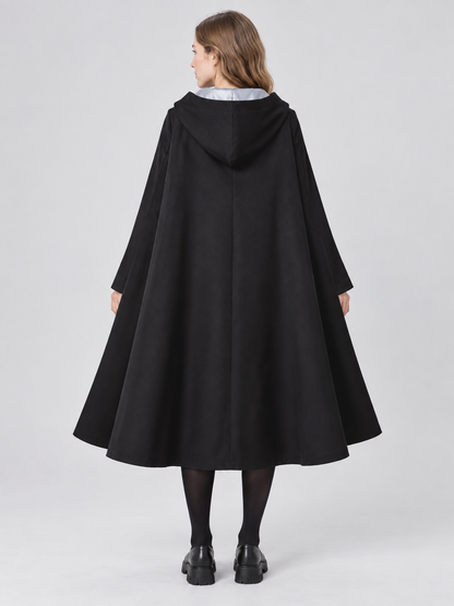 Vampire Costume with Black Cape and Fangs