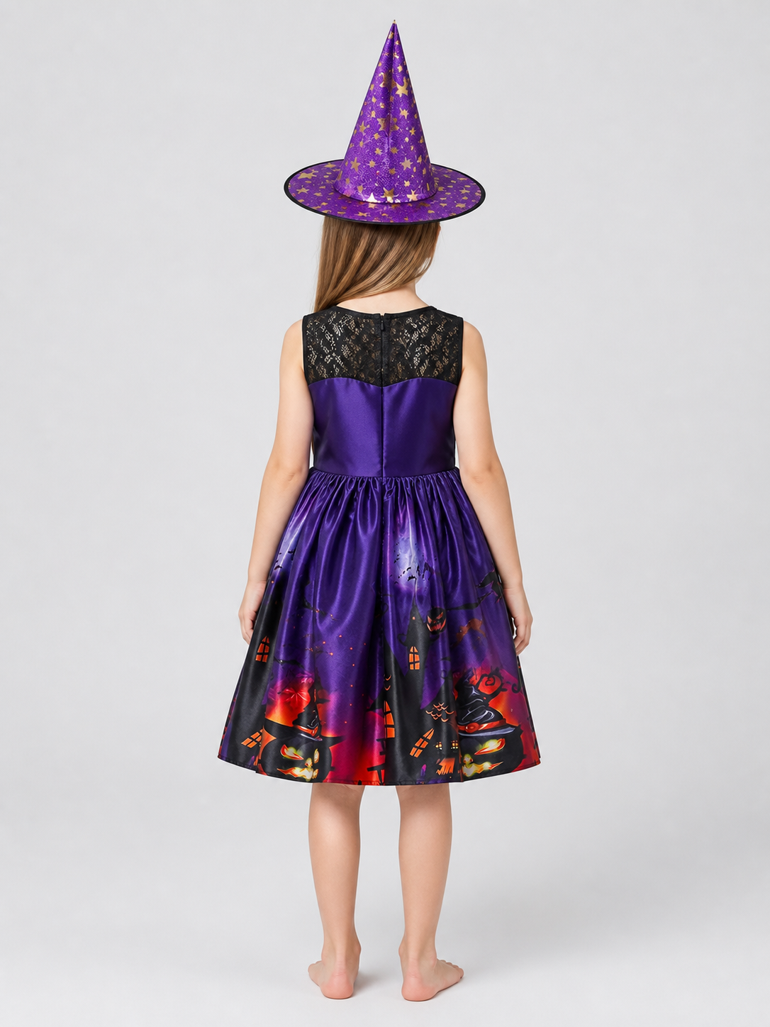 Witch Costume Dress with Hat, Halloween back view