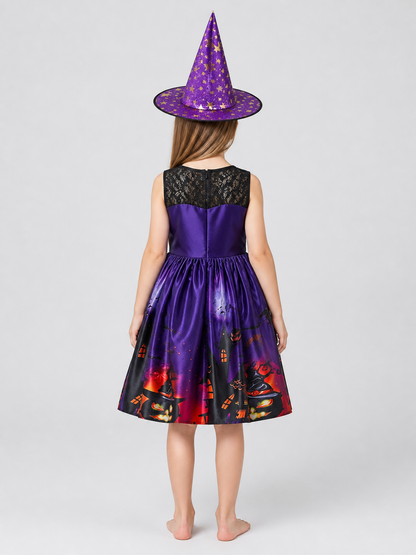 Witch Costume Dress with Hat, Halloween back view