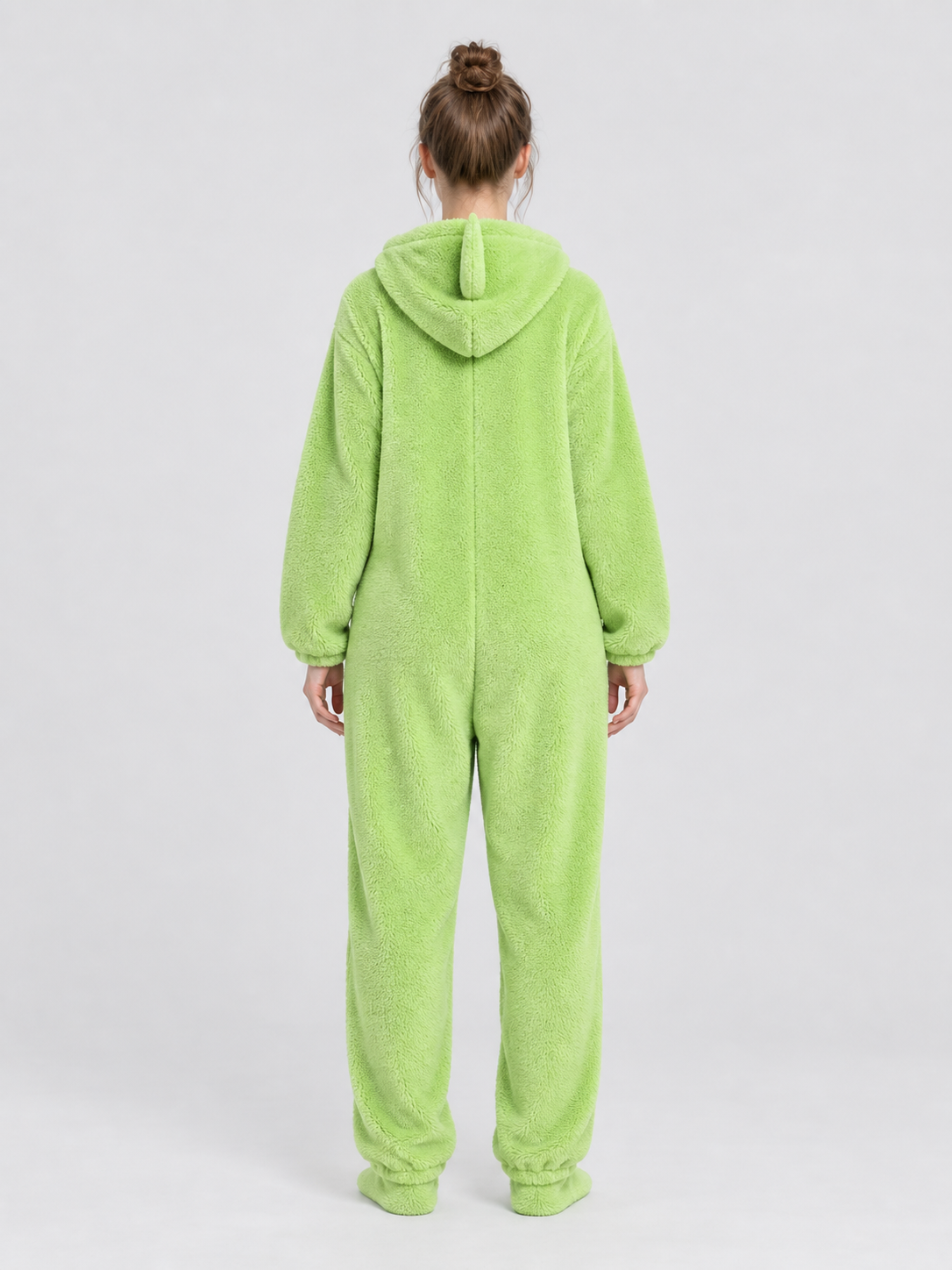 Light green insulated hooded pajama jumpsuit