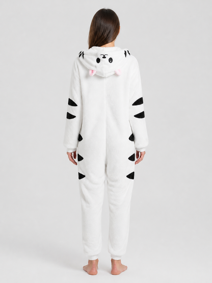 Husky Hooded Flannel Pajama Jumpsuit back view