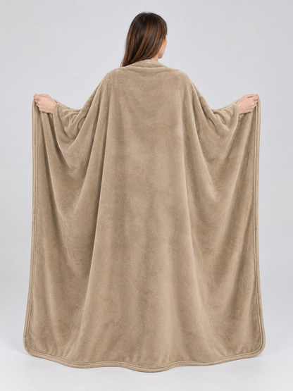 Khaki Flannel Blanket with Binding, Soft, All-Season
