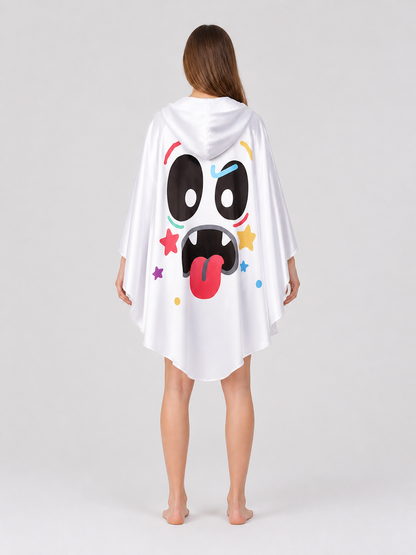 Hooded Cape with Ghost Print back view 3