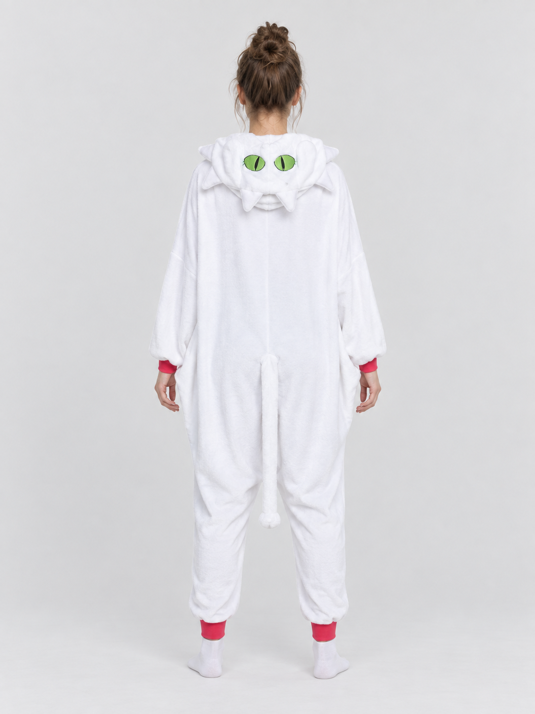 White Insulated One-Piece Pajama with Hood and Ears