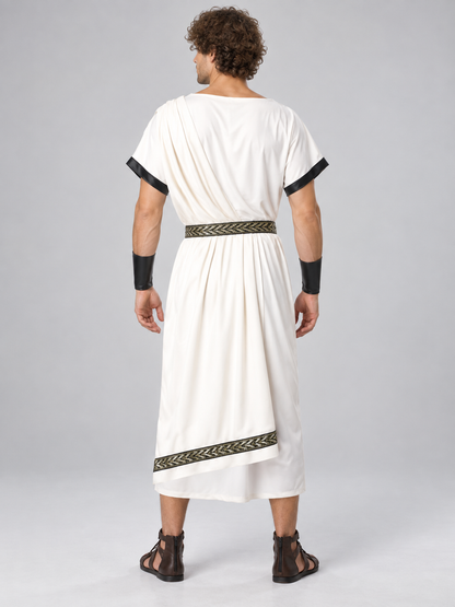 Ancient-Style Carnival Costume with Draped Tunic back view