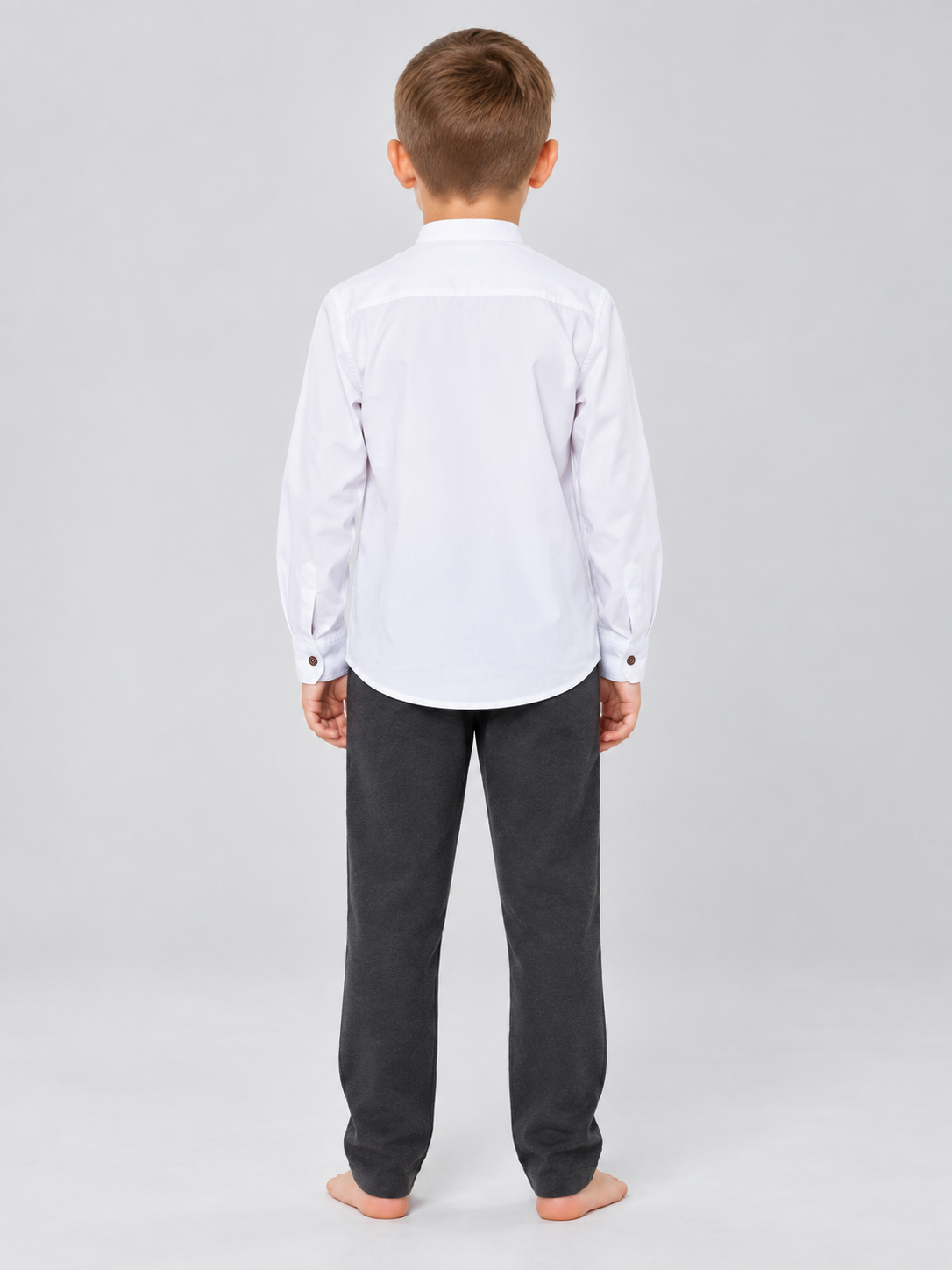 Kids' White Polyester Long-Sleeve Shirt