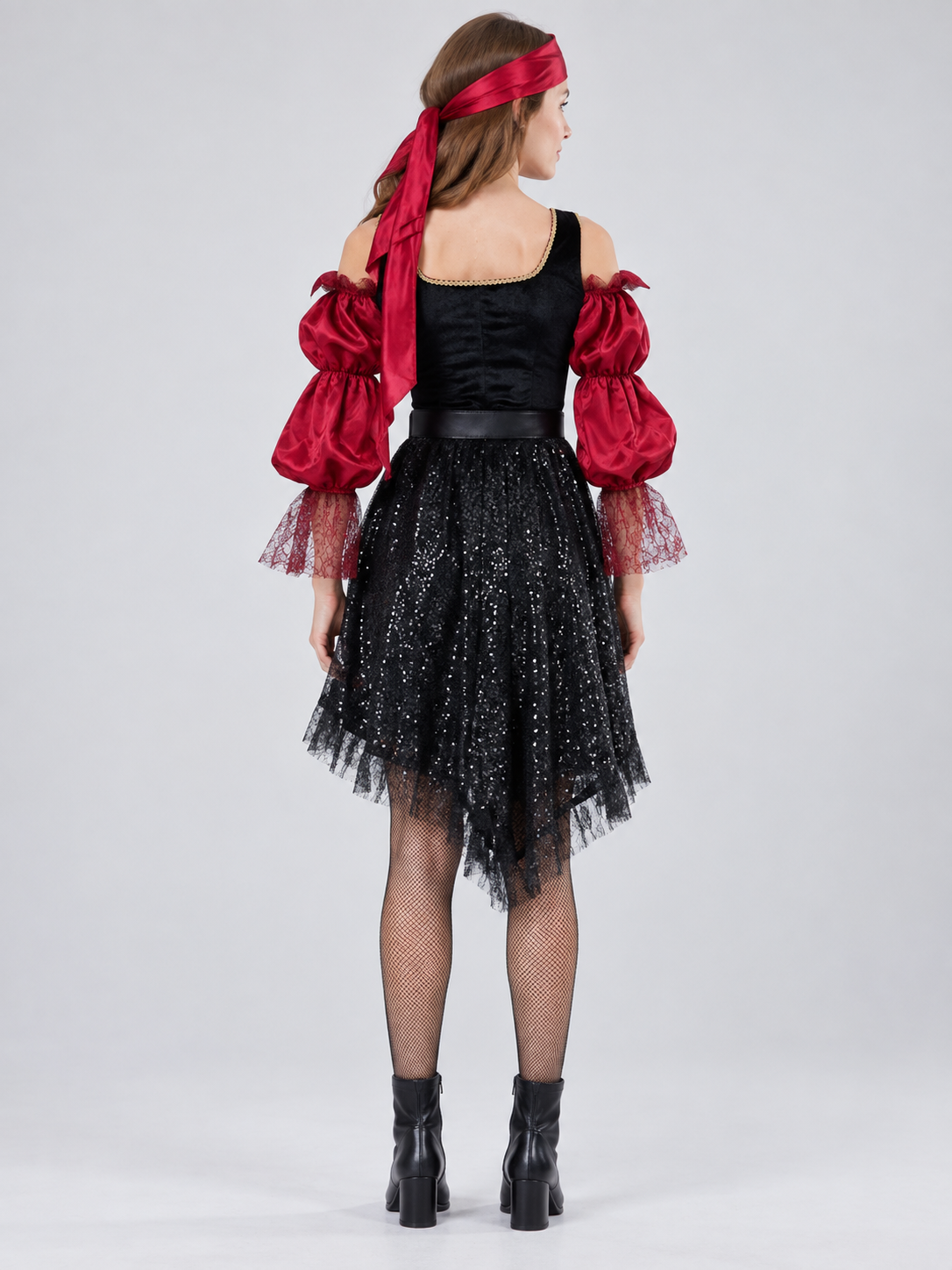 Pirate Costume with Black and Red Dress and Belt