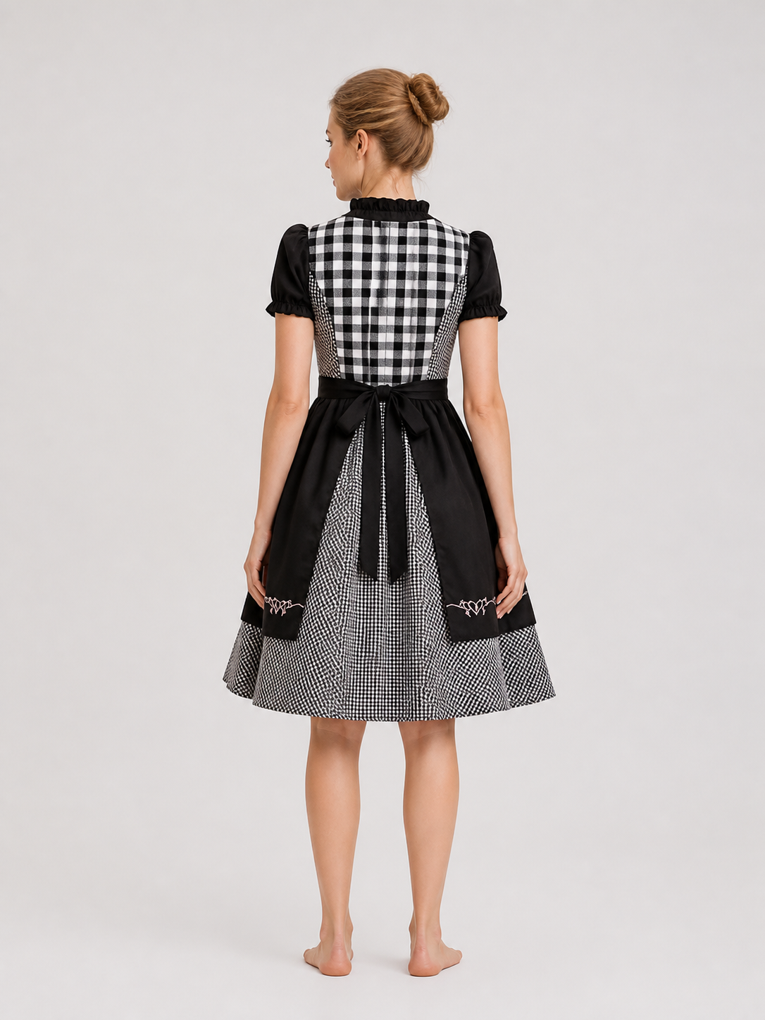 Square-Neck Dress with Puff Sleeves back view