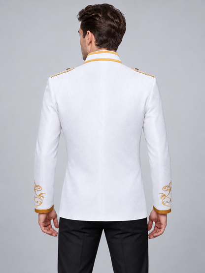 Vampire Halloween Costume: White Jacket with Gold Embroidery