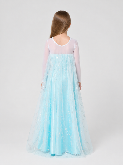 Children's Stage Dress Jumpsuit with Snowflakes back view