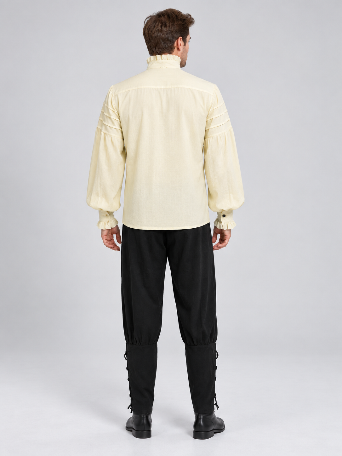 Suit with Shirt and Pants, Jabot, Beige