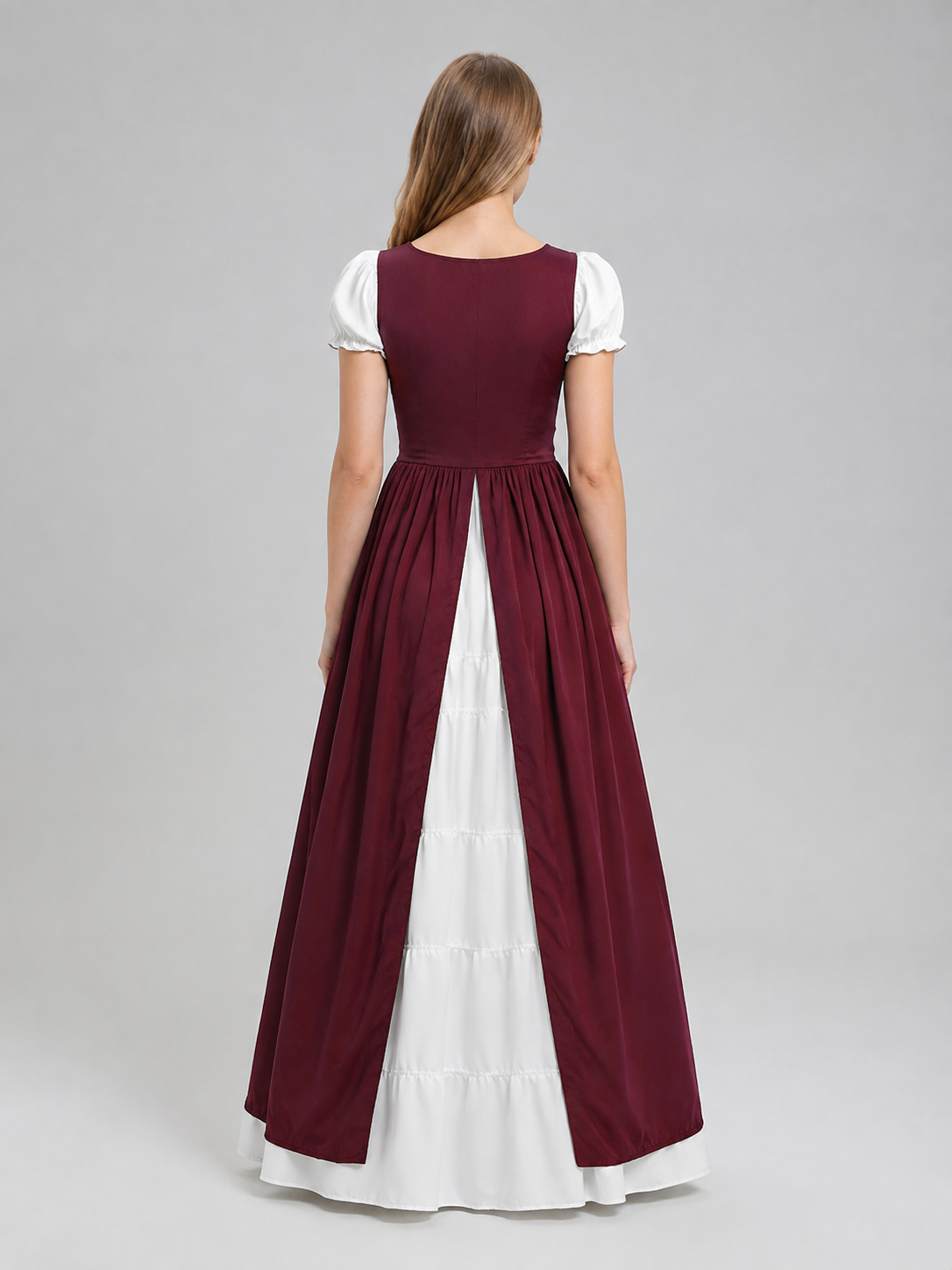 Medieval costume dress with a corset bodice back view