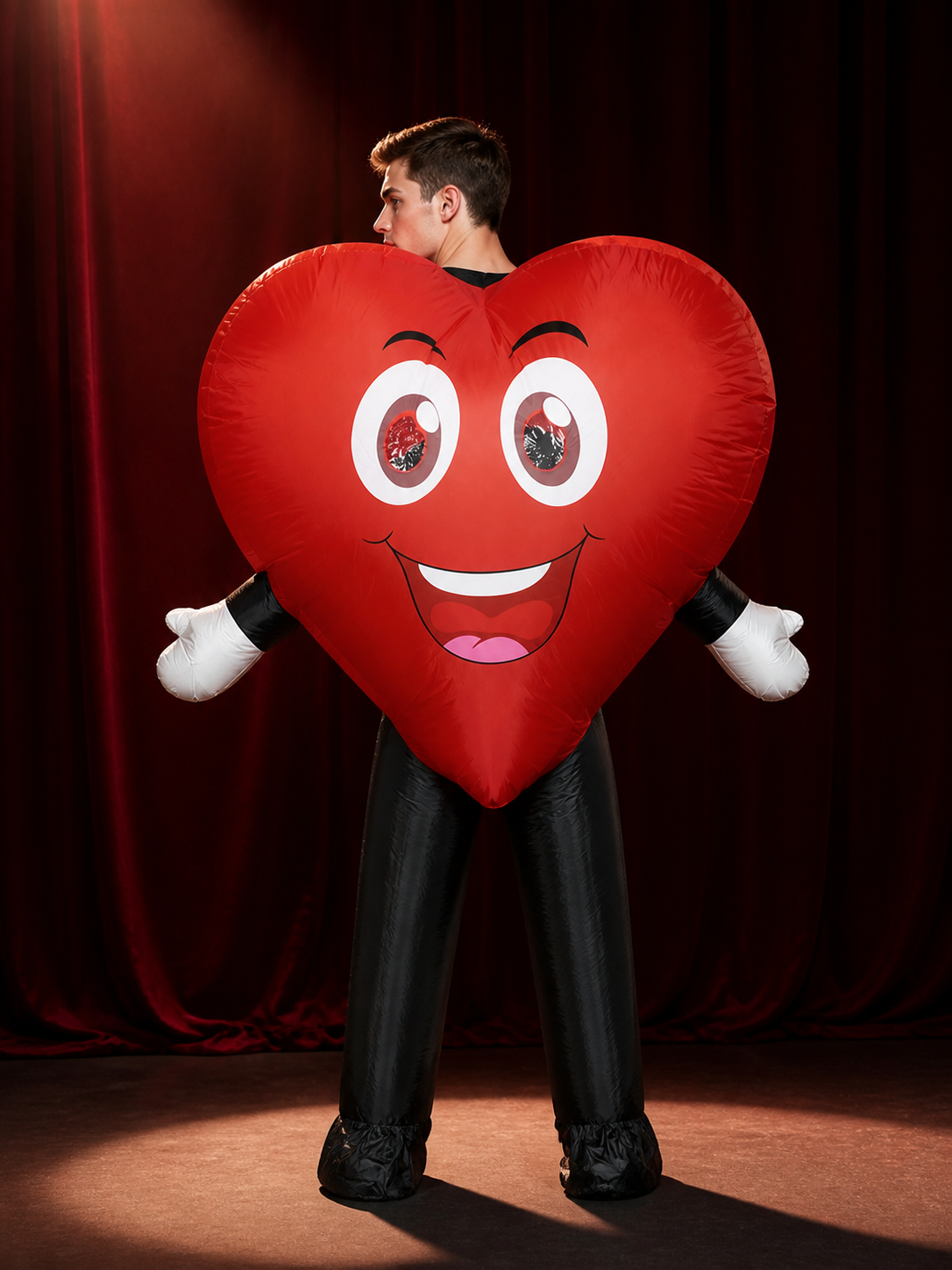 Unisex Heart Shape Inflatable Costume, Cartoon Halloween Party Outfit back view