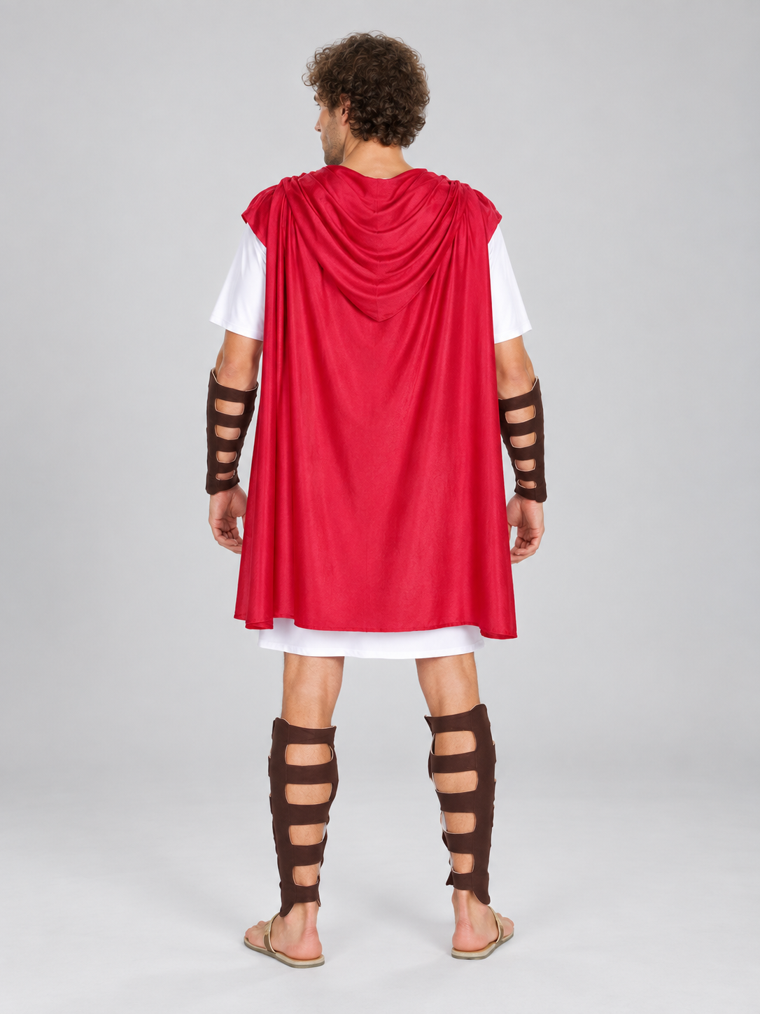 Ancient Warrior Costume with Tunic and Cape back view