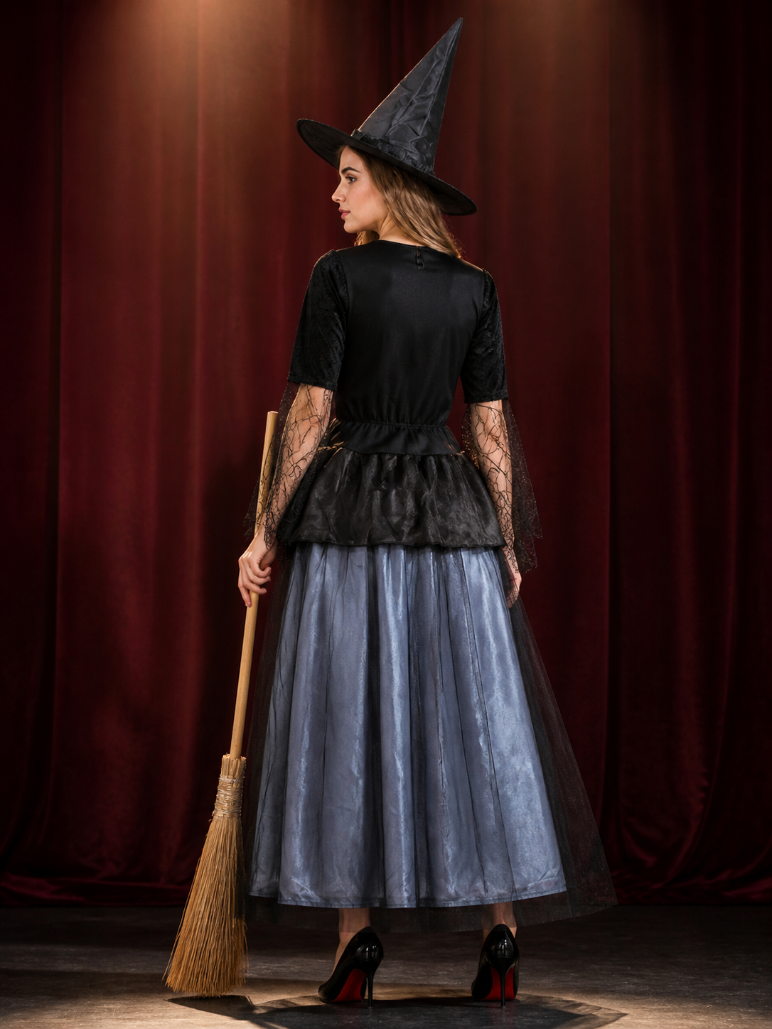 Witch Costume with a Full Skirt and Hat