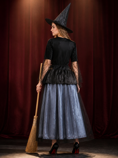 Witch Costume with a Full Skirt and Hat