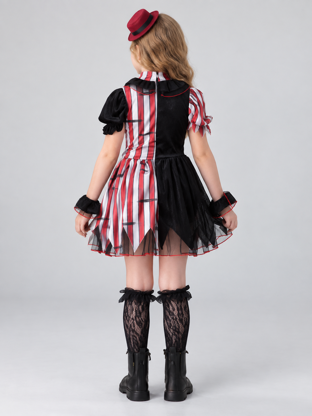 Kids' Clown Costume with Pom-Poms and Hat