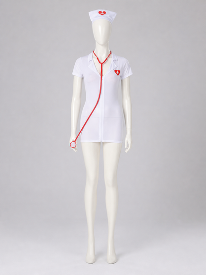 Healthcare Worker Costume for Cosplay, White with Red Cross