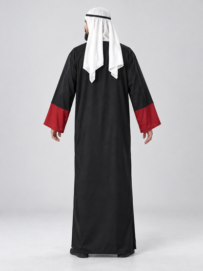 Long Arabic Costume with White Headscarf, Red and Black