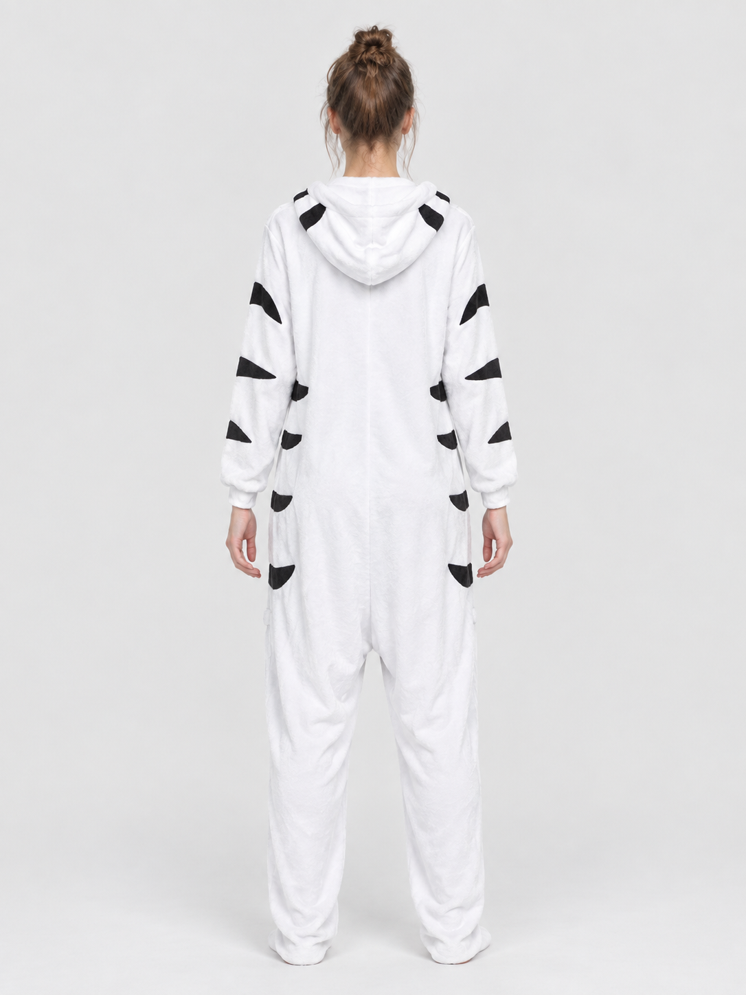 Pajama Jumpsuit White with Black Spots and Hood