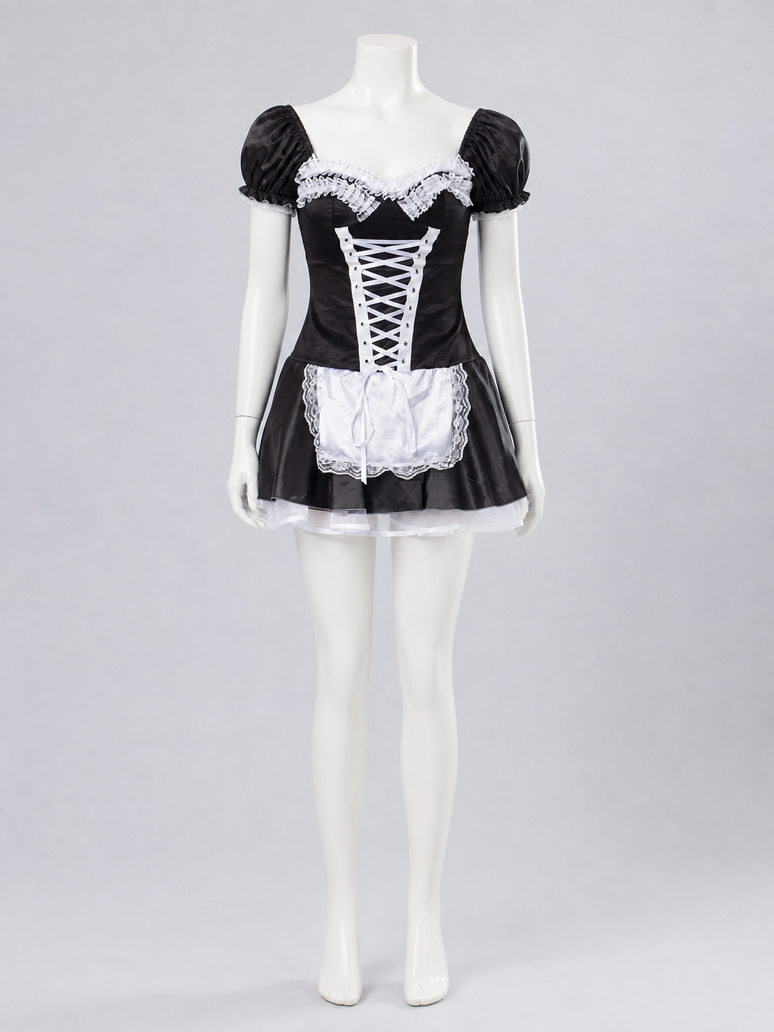 Black-and-White Stage Cosplay Costume with Apron