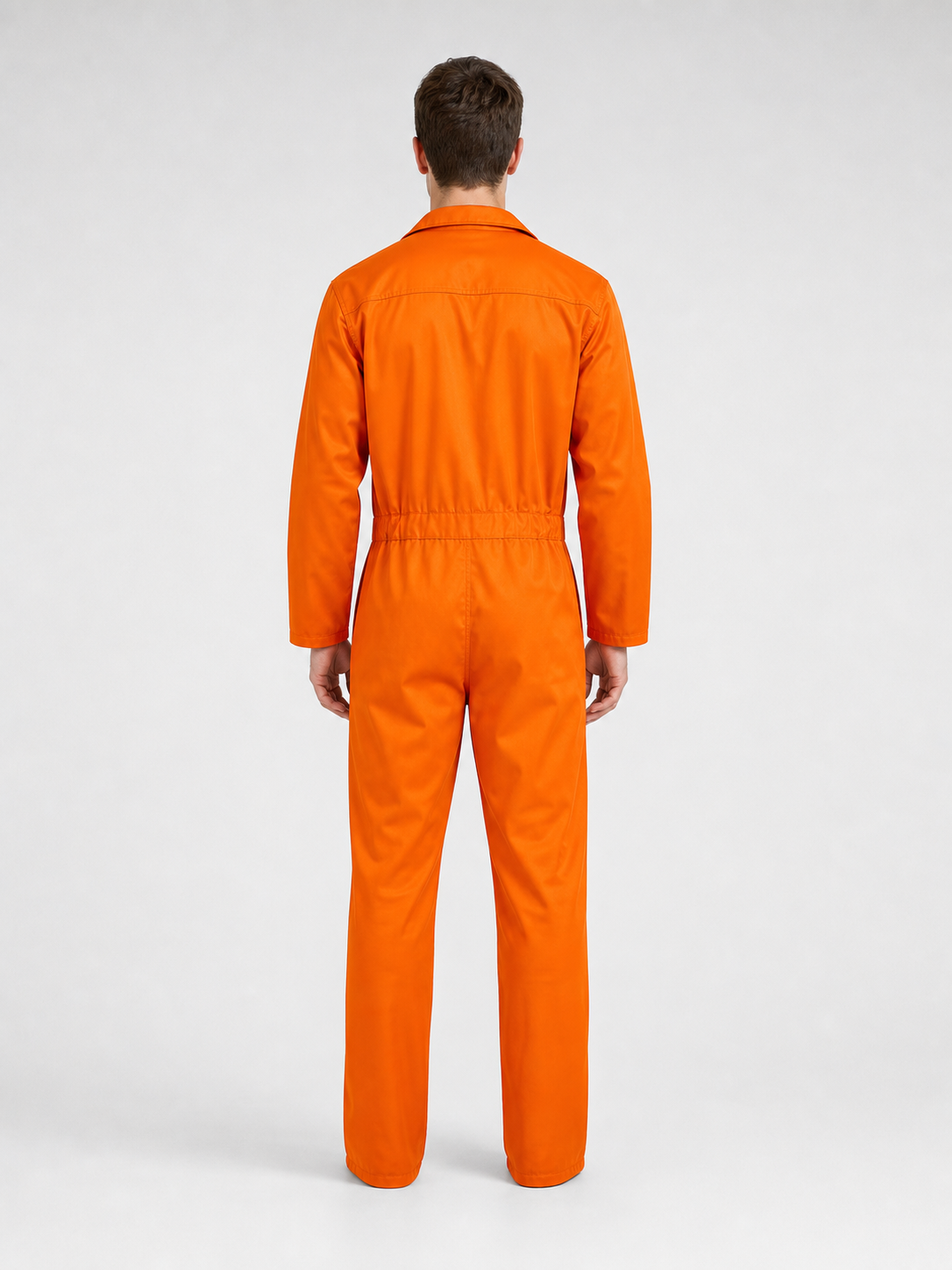 Orange Long-Sleeve Utility Jumpsuit