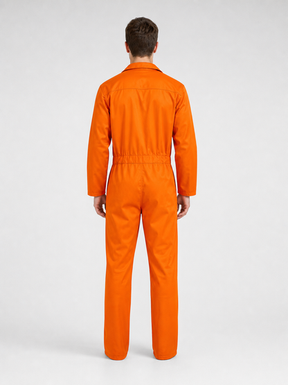 Orange Long-Sleeve Utility Jumpsuit