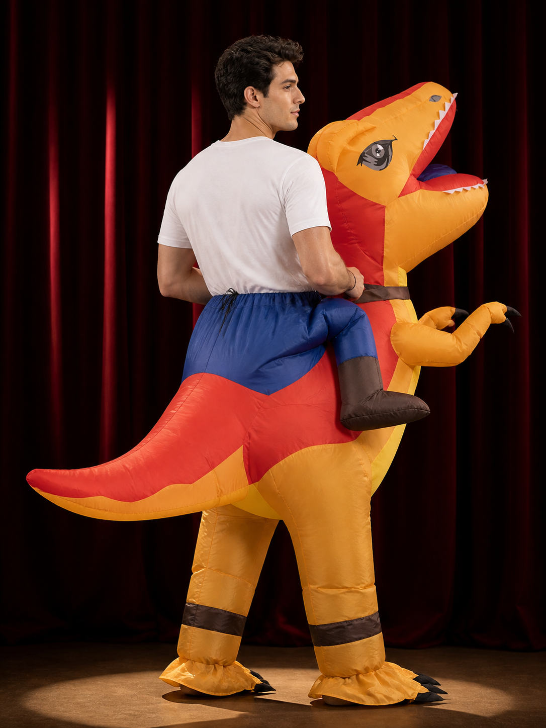 Inflatable Dinosaur Costume for Adults, Funny T-Rex Party Outfit back view