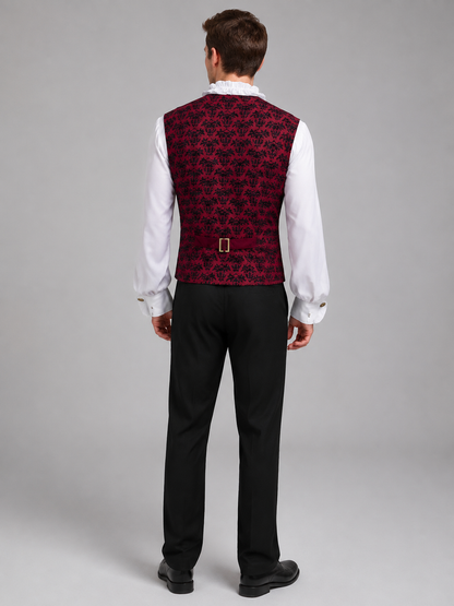 Costume Vest with Jabot and Decorative Chain back view
