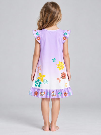 Light purple children's dress with floral print